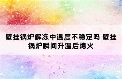 壁挂锅炉解冻中温度不稳定吗 壁挂锅炉瞬间升温后熄火